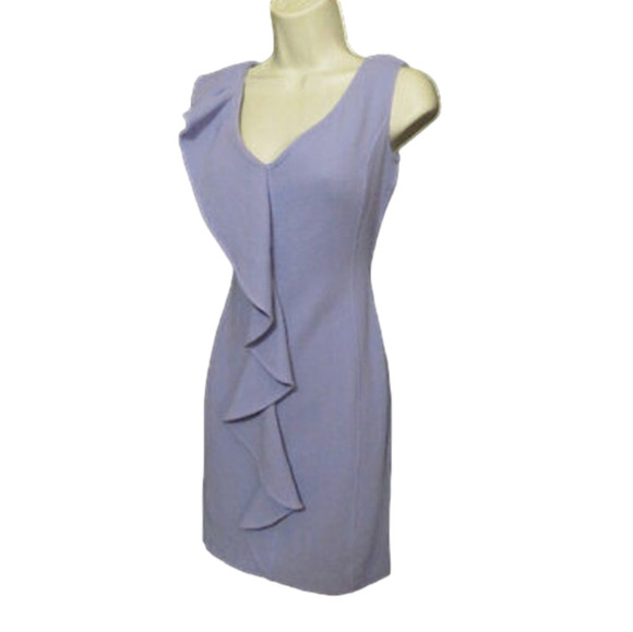 ST. John Periwinkle Wool Ruffle Sleeveless Sheath Dress - Picture 8 of 12